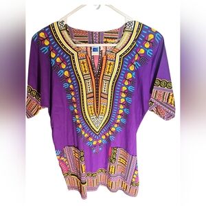 Vibrant Purple Dashiki Women's Top